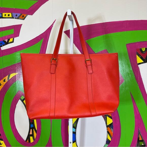 Jessica Simpson, Red Tote Bag Padded Laptop Compartment. PVC. Excellent cond! - Picture 5 of 10